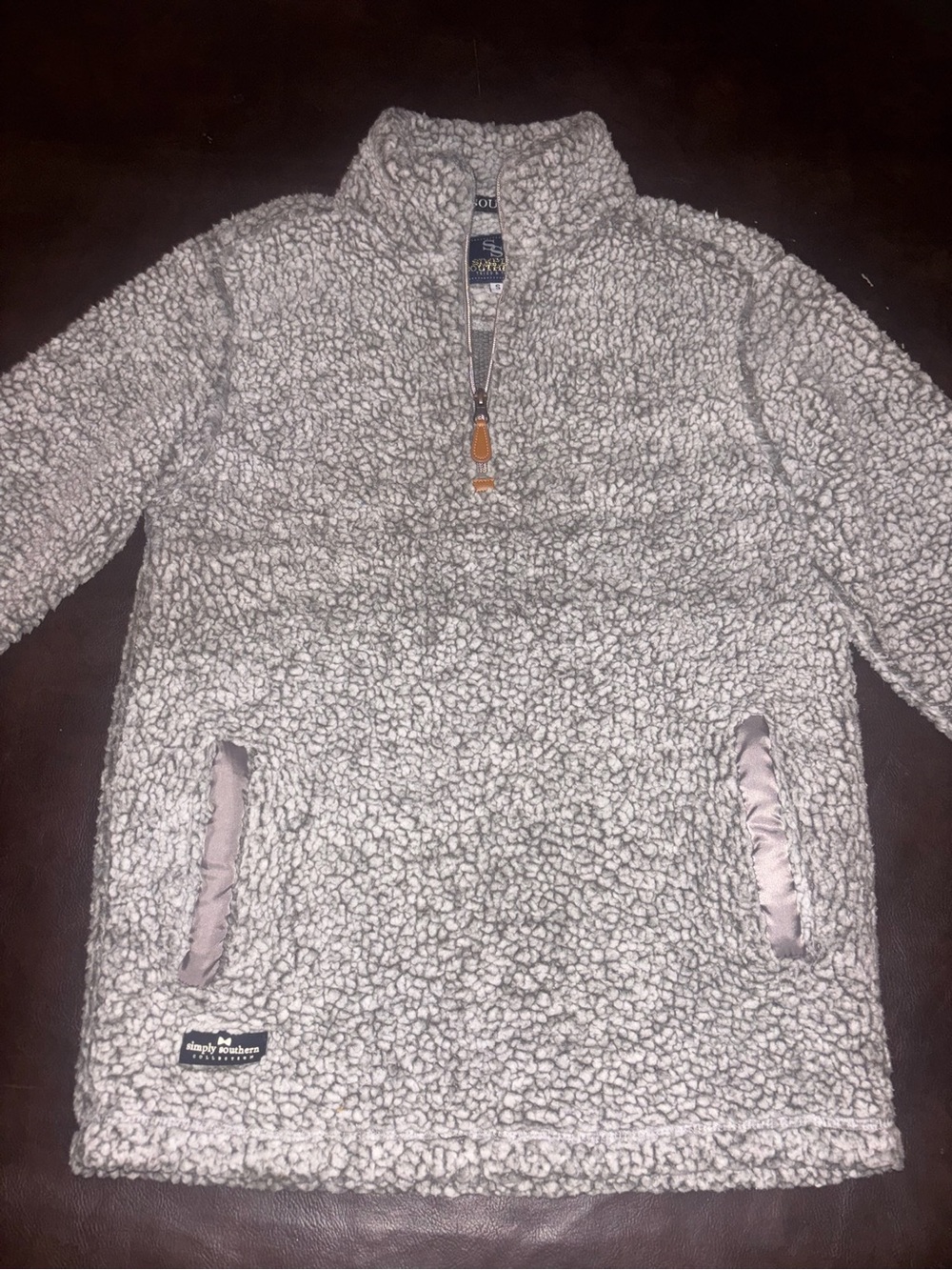 Simply Southern Light Gray Sherpa Half-Zip Pullover